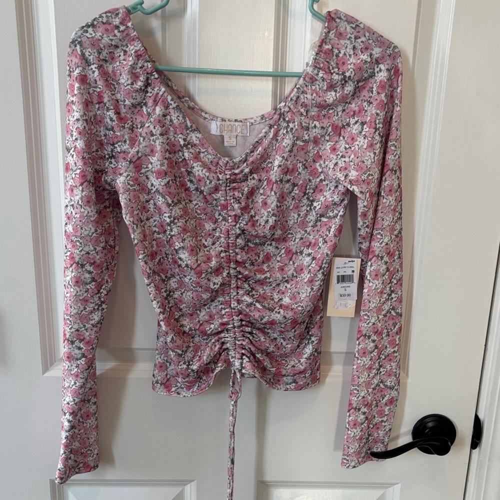Garage Pink Floral Ruched Blouse